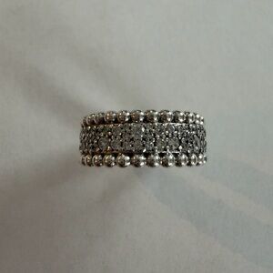 Pandora Silver and Black Beaded Ring
